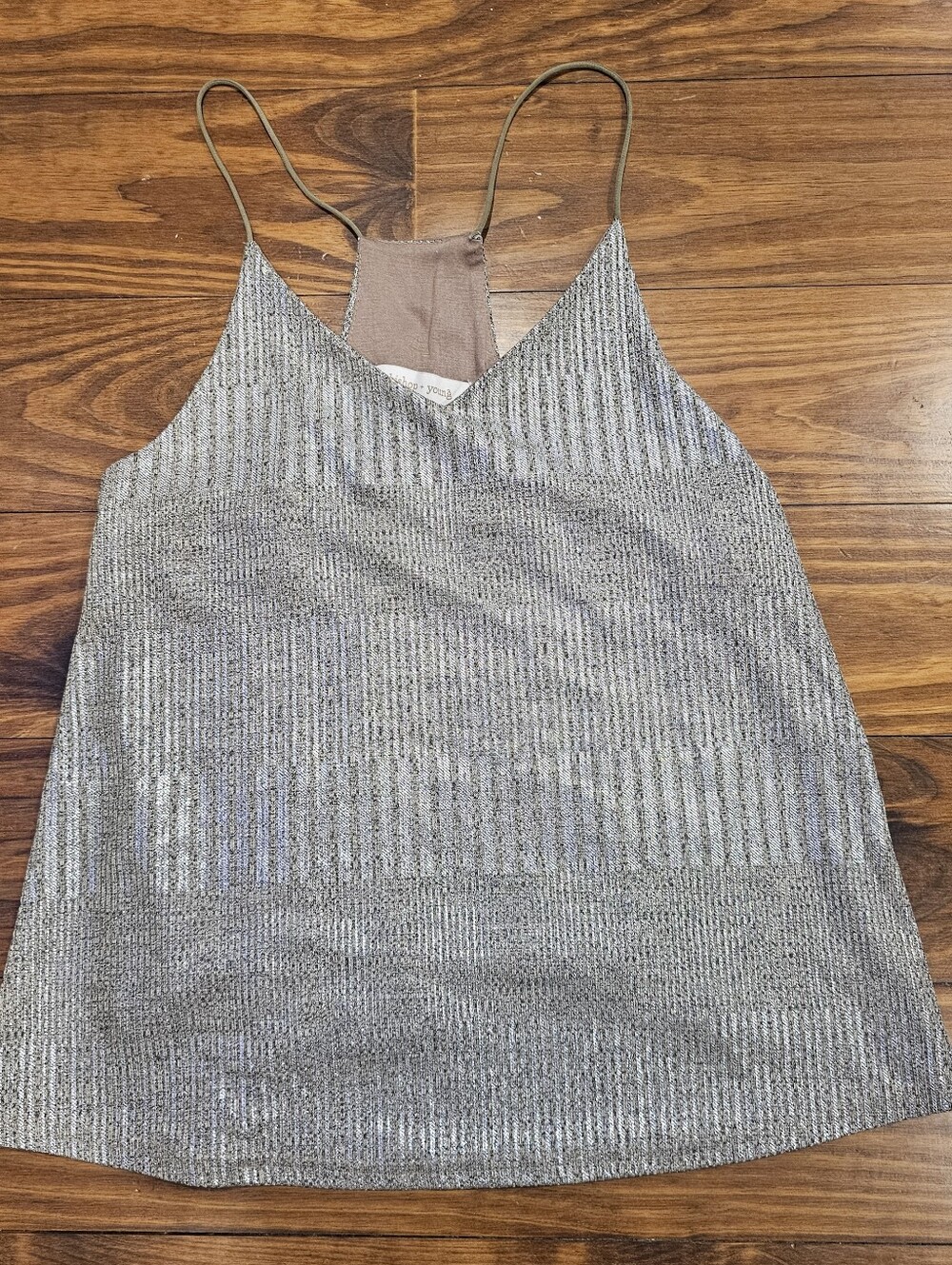 Bishop & Young M Silver Cocktail Party Strappy Cami Blouse Metal